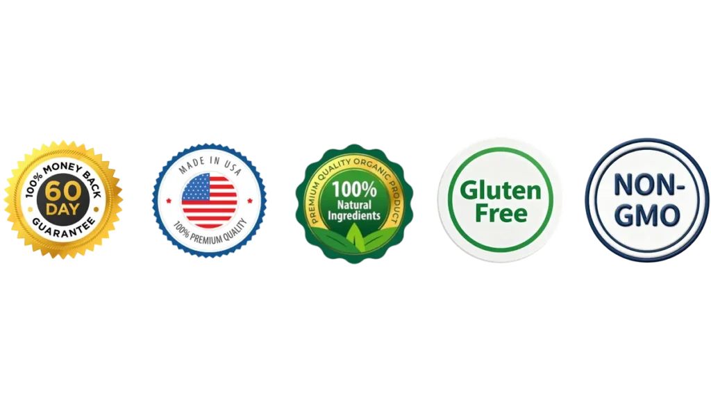 Bruno Capsules Quality Badges Australia,"Quality badges for Bruno Capsules including guarantee, gluten-free and non-GMO icons